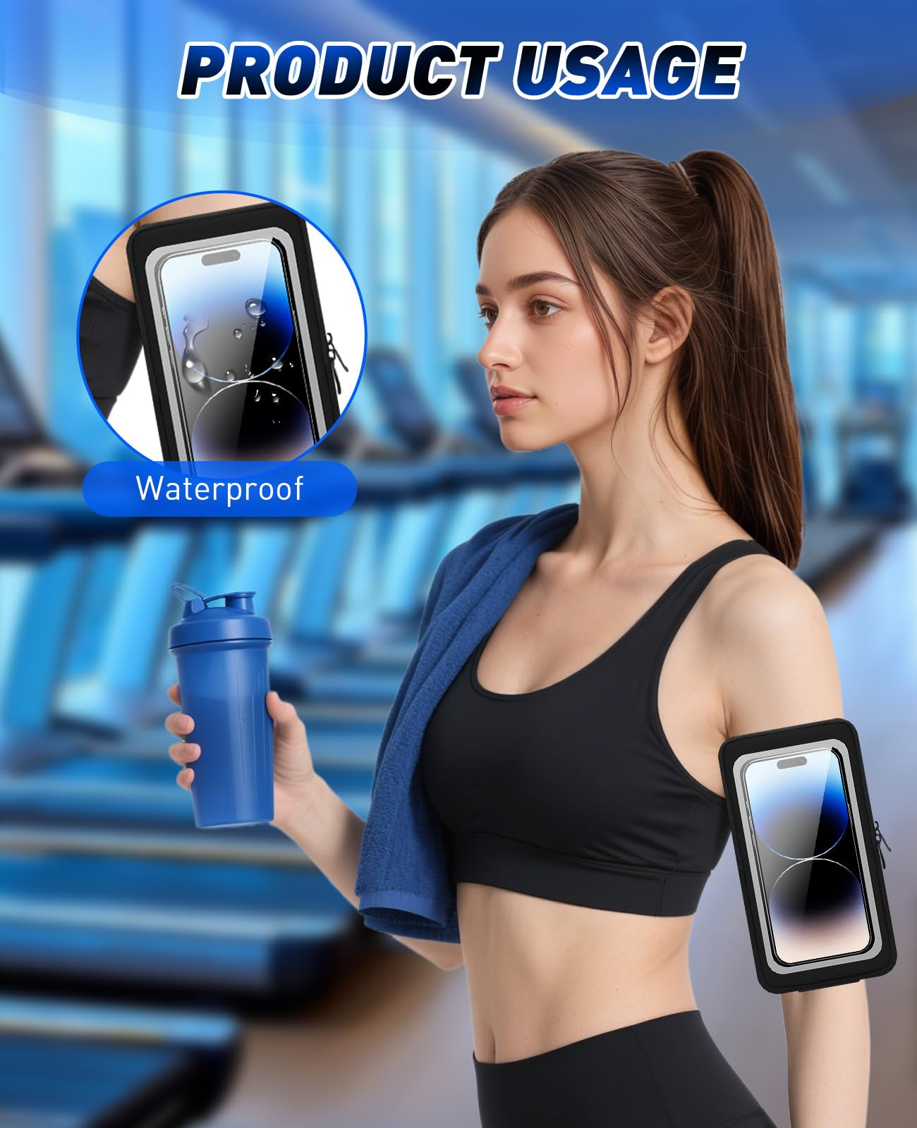 Cell Phone Holder, Wrist Waterproof Workout Phone Holder Up To 7.0'', Wristband