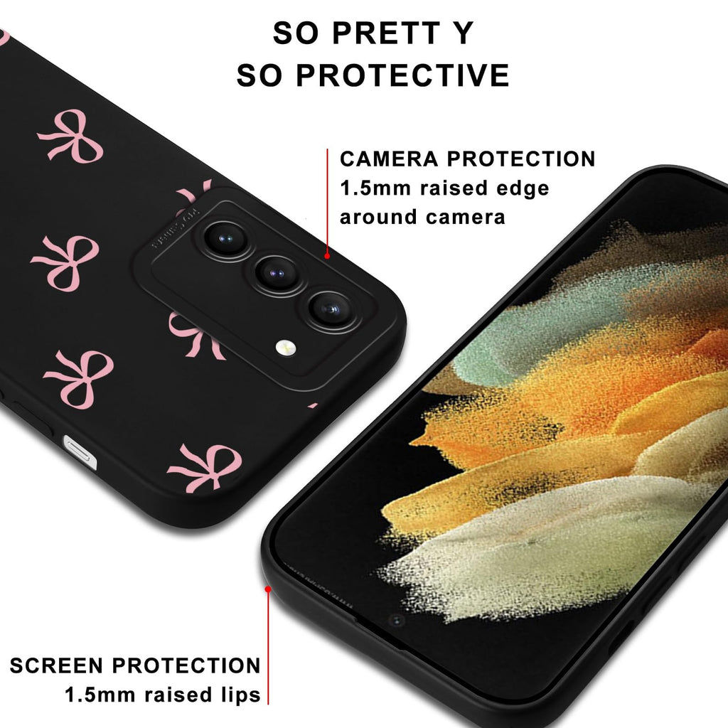 Pink Bow Phone Case for Samsung Galaxy S21 Case Cute Ribbon Bowknot Pattern Aest