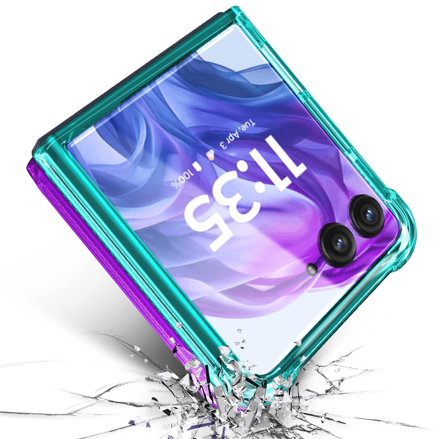 Designed for Motorola Razr-2023 Case, Aqua/Purple | Not Fit Razr+ Plus 2023 | Gl