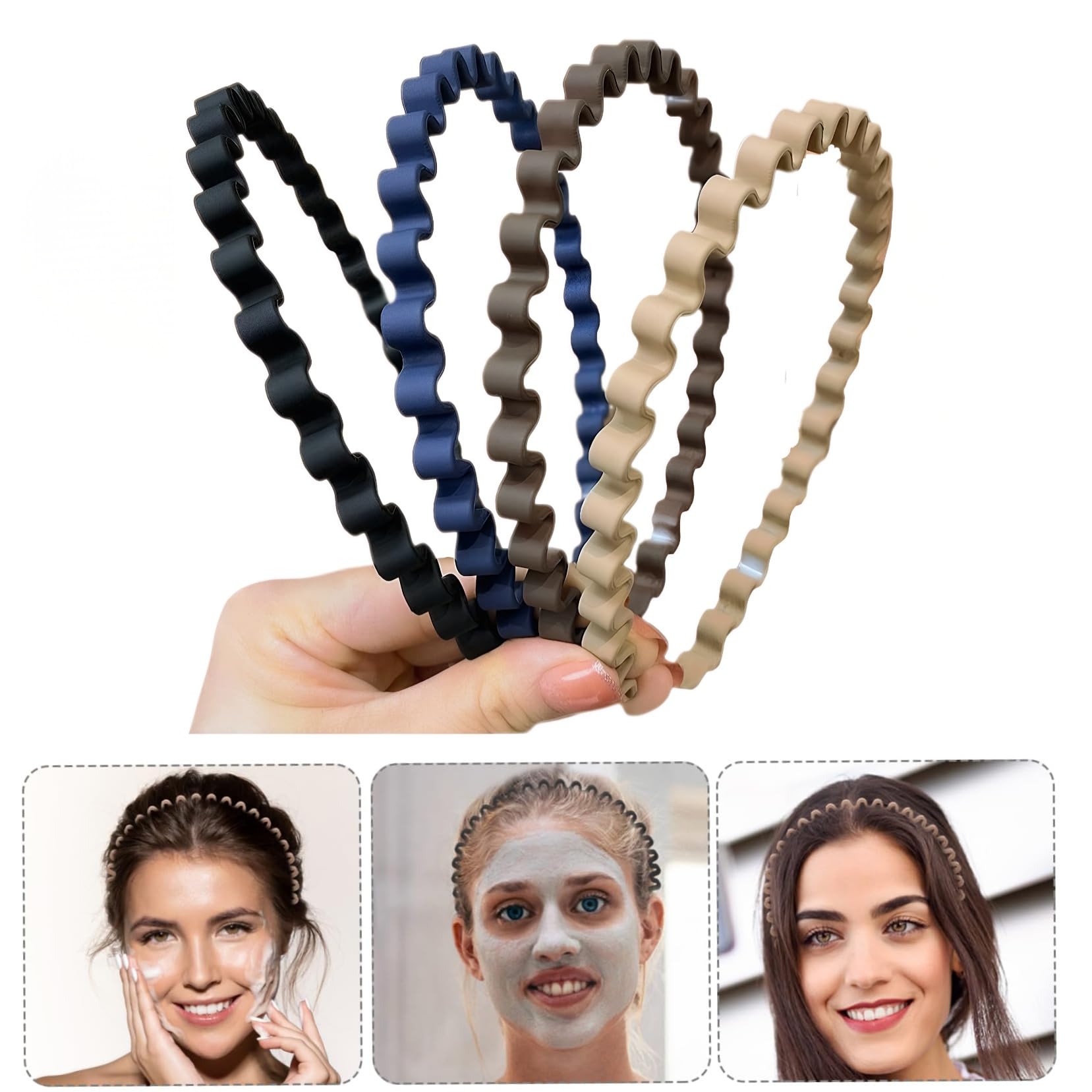 Zigzag Headband, 2026 New Korean Style Headbands, Women Zigzag Headbands, 4Pc Fa