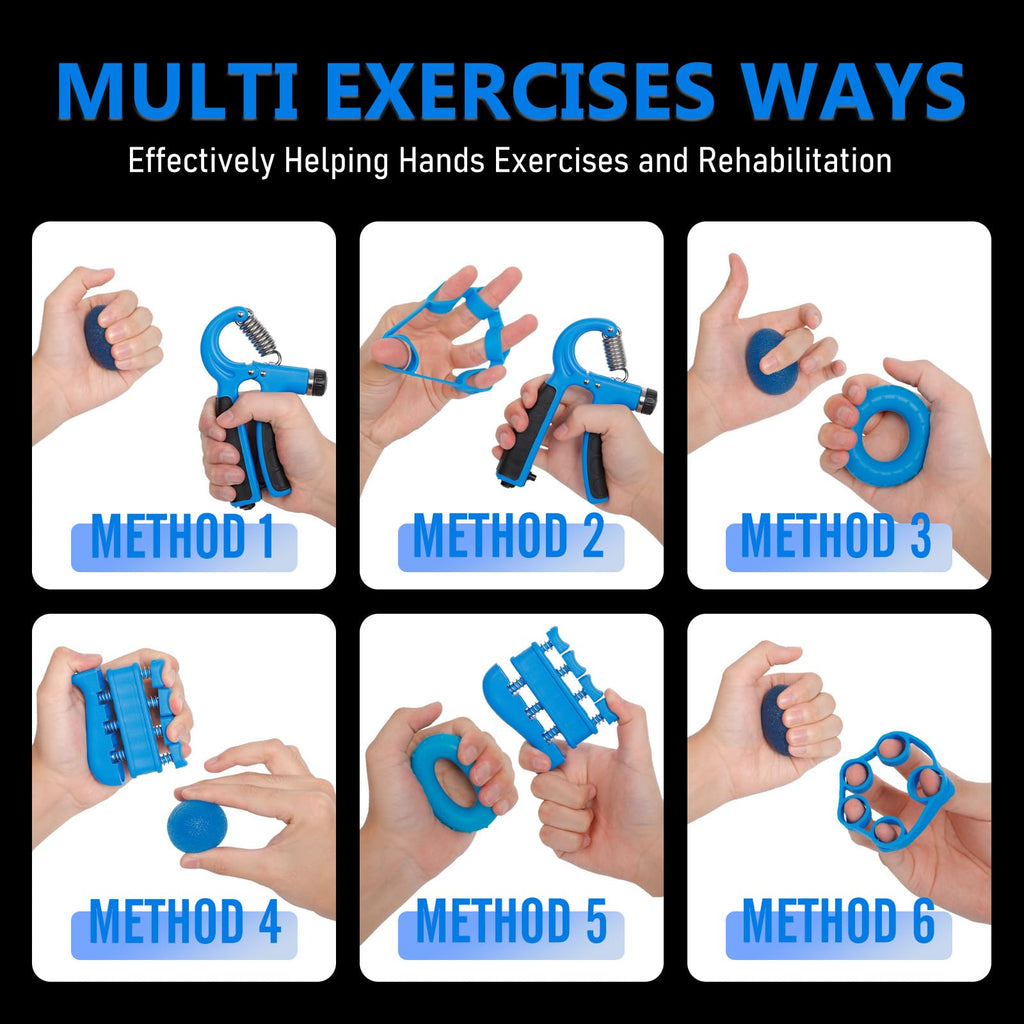Grip Strength Trainer Kits (5 Pack), Adjustable Resistance Forearm Strengthener,