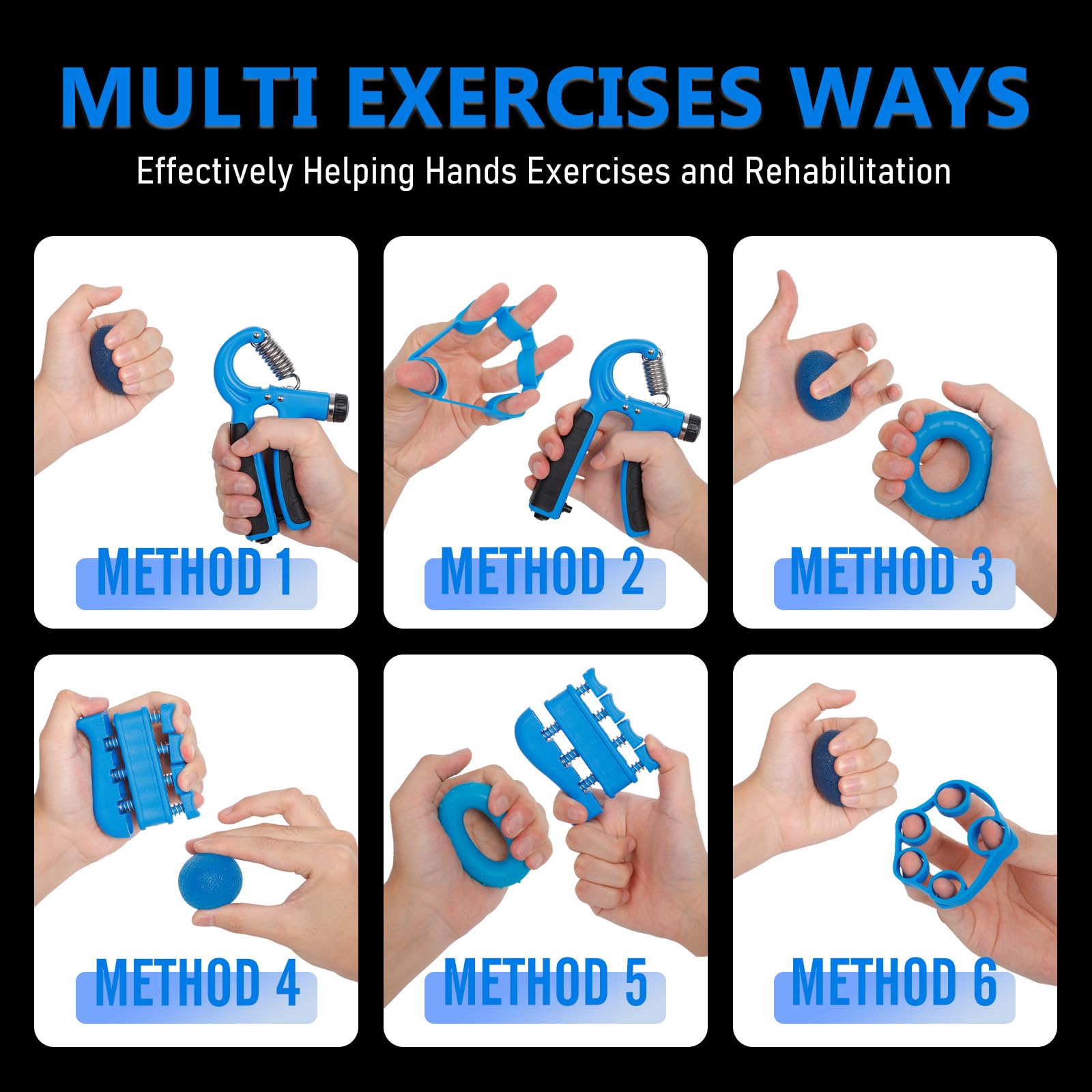 Grip Strength Trainer Kits (5 Pack), Adjustable Resistance Forearm Strengthener,