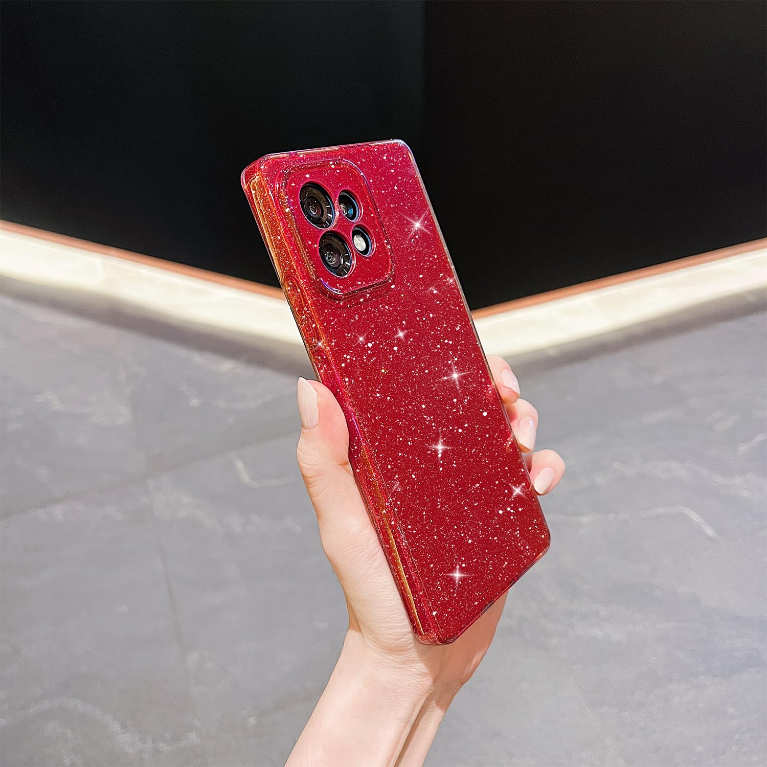 for Moto Edge Plus 2023 Case,Cute Super Vibrant Neon Glitter Shiny Bling Sparkly
