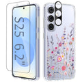 for Samsung Galaxy S25 Case, Clear Floral Slim Shockproof Protective Women Phone