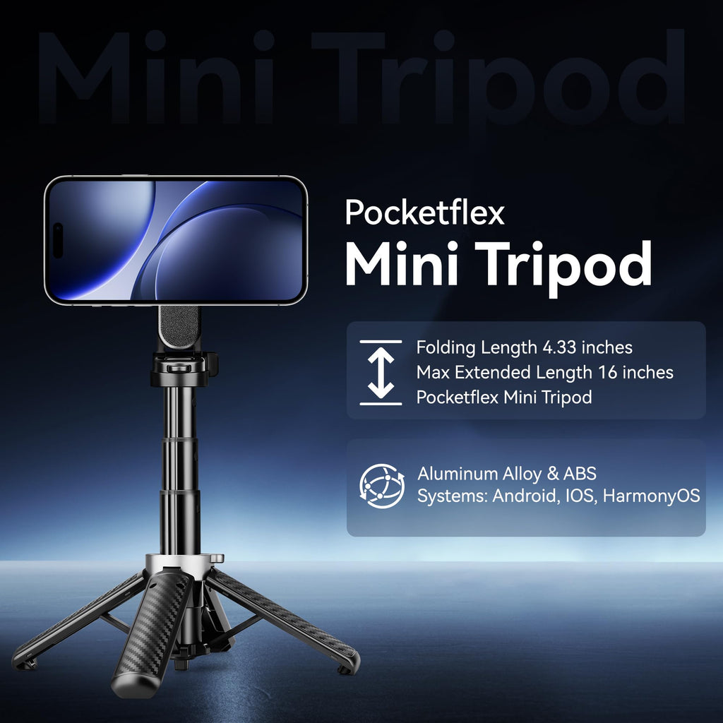 Multifunctional Magnetic Phone Tripod, Portable Selfie Stick for iPhone & Android
