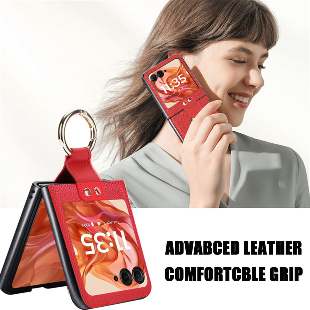 Leather Case for Motorola Razr 2024/2025 with Ring,Moto Razr 2025/2024 Phone Cas