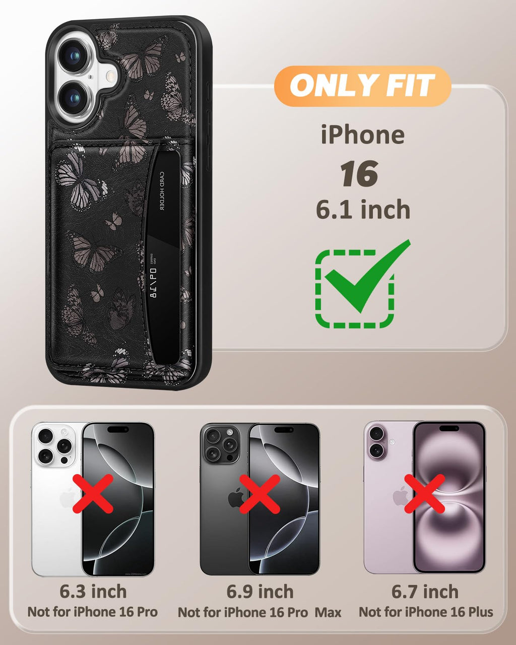 iPhone 16 Wallet Case - Fits 4 Card Slots, Compatible with MagSafe for Women