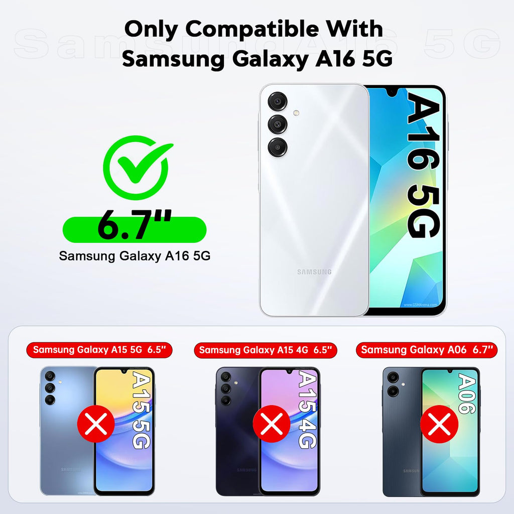 for Galaxy A16-5G Phone Case: Tempered Glass Screen Protector [2 Pcs]+ Full Came
