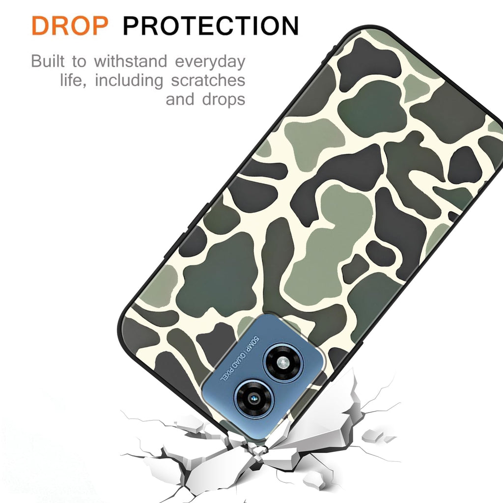 Camo Leopard Phone Case for Motorola Moto G Play 2024 6.5",Cool Retro Army Green