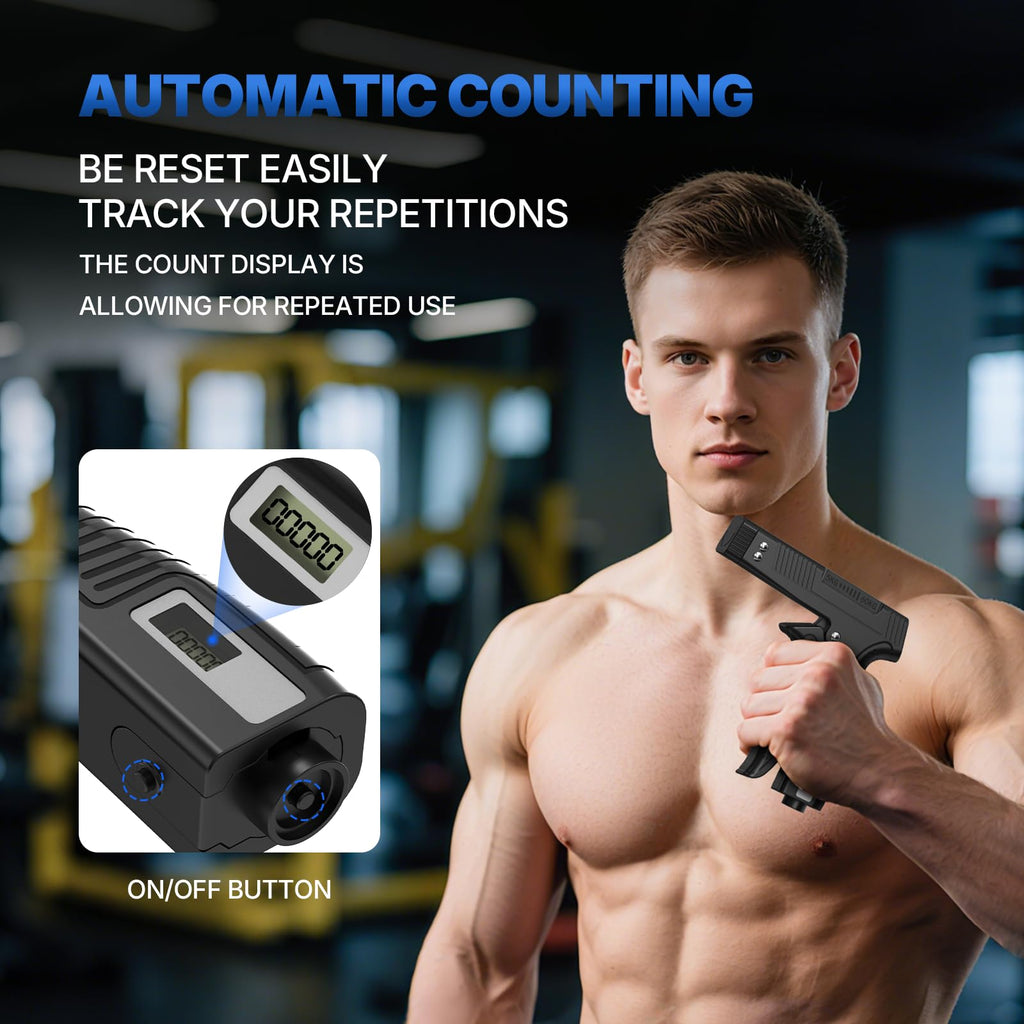 Strength Trainer with Finger Exerciser, Digital Counter Adjustable Hand Grip Str