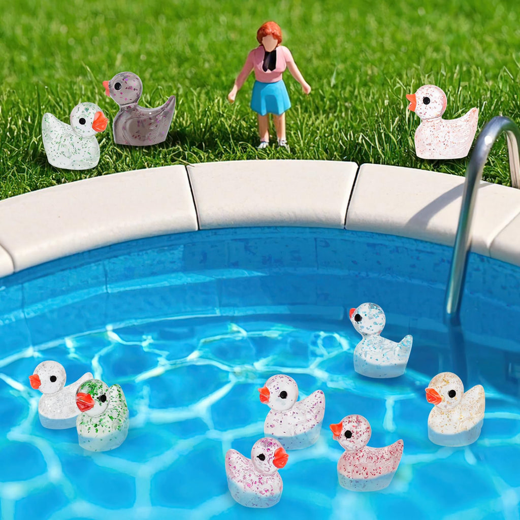 Mini Resin Ducks, Colorful Tiny Ducks Figurines Bulk for Miniature Dollh