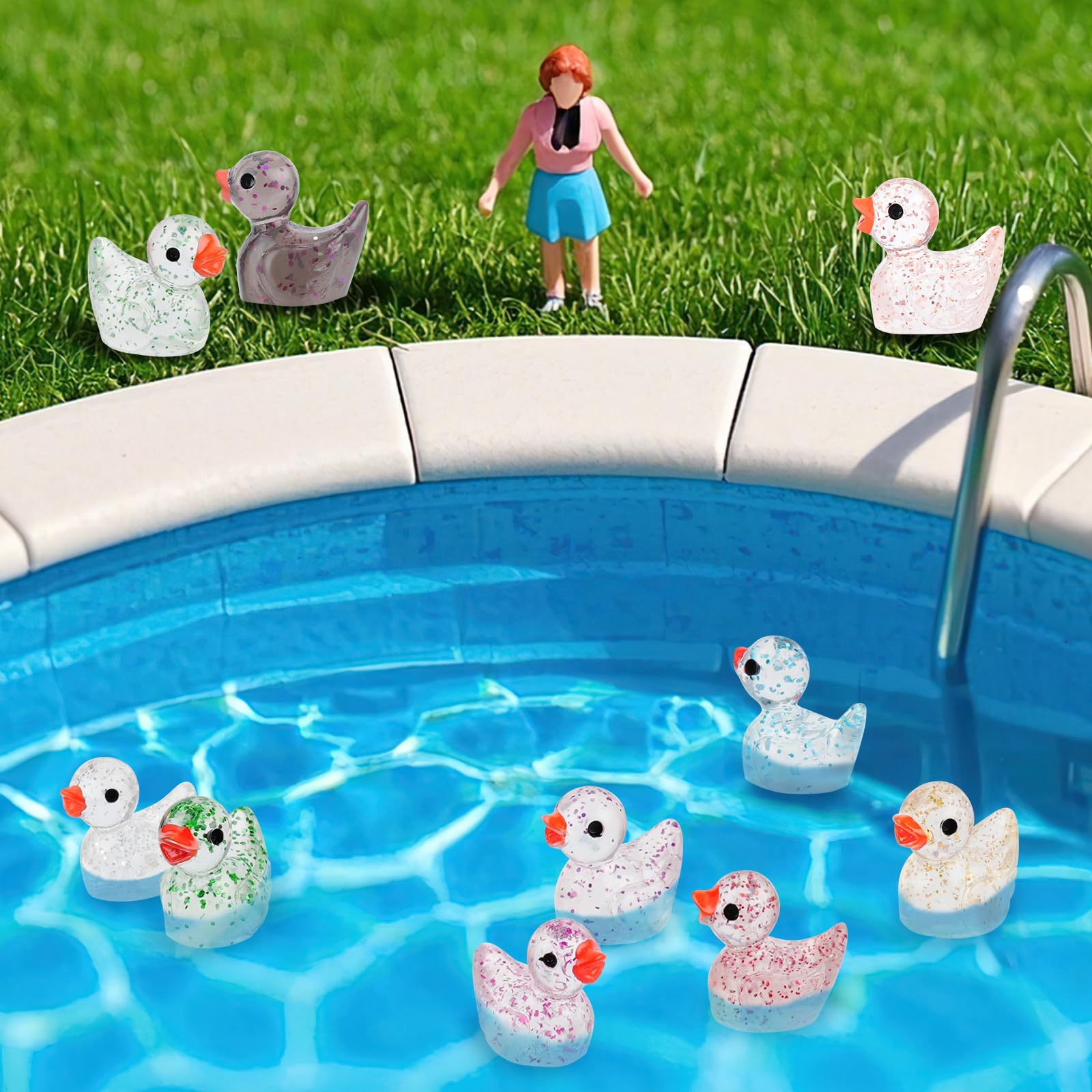 Mini Resin Ducks, Colorful Tiny Ducks Figurines Bulk for Miniature Dollh