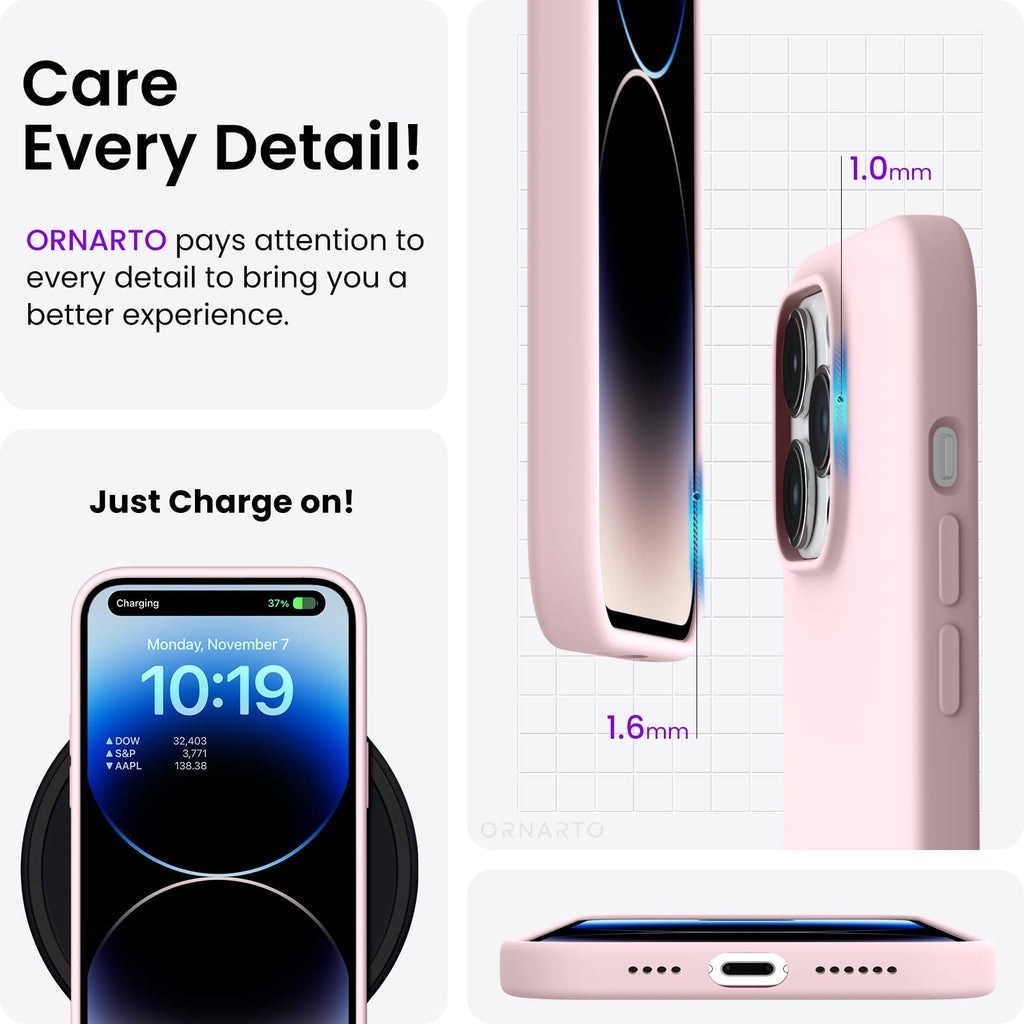 14 Pro Max Case 6.7, Slim Liquid Silicone 3 Layers Full Covered Soft Gel Rubber
