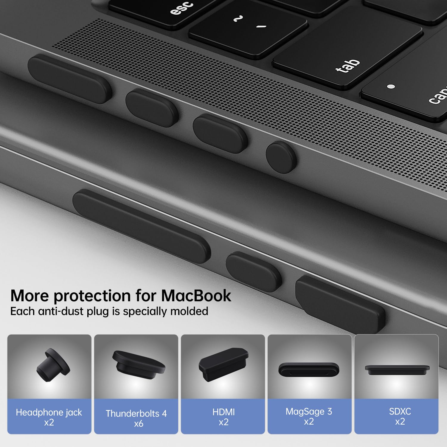 Dust Plug Cover Accessories for 2026-2021 MacBook Pro 14" 16" M5 M4 M3