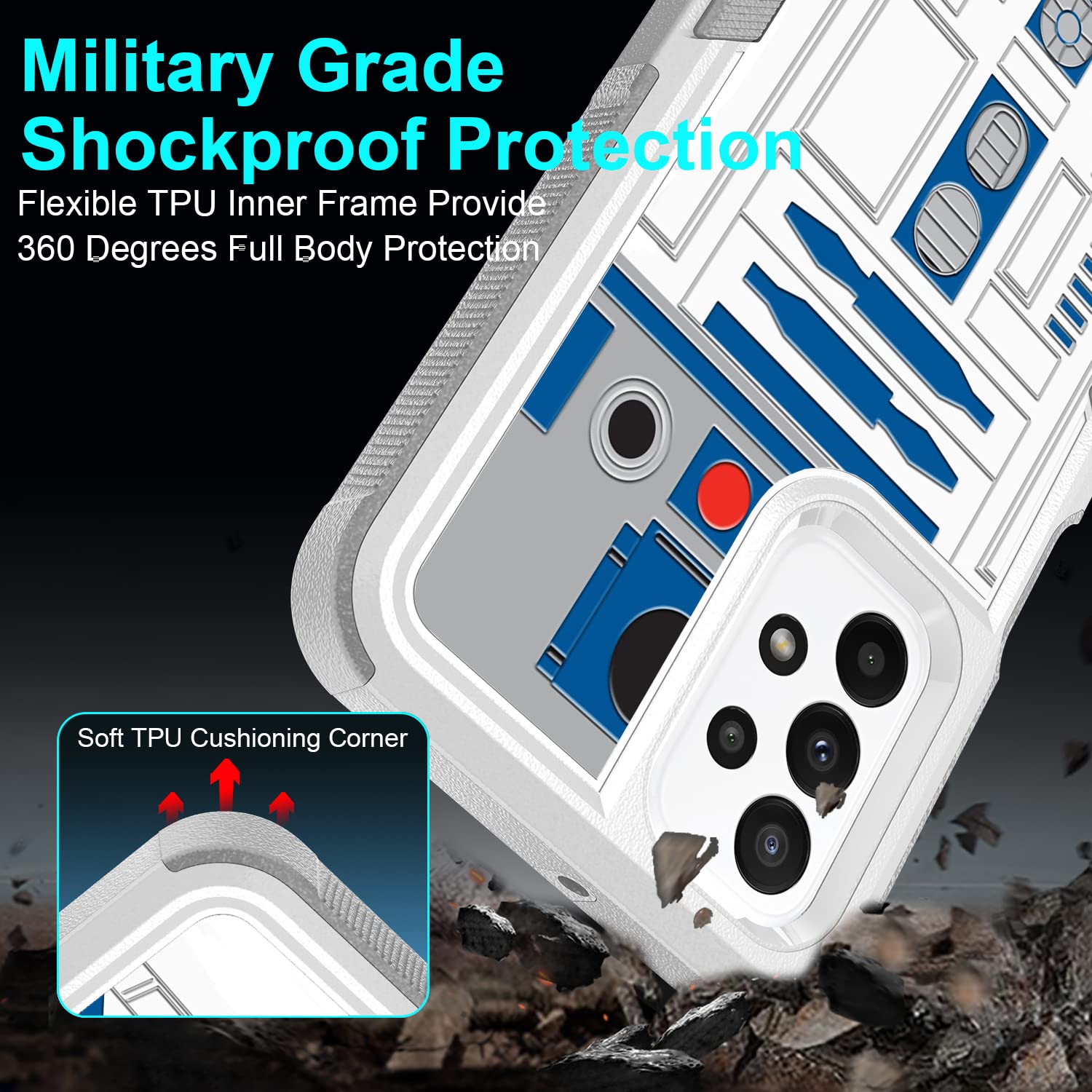 Galaxy A23 5G Case - Shock-Absorbing Hard PC with Cool Robot Pattern