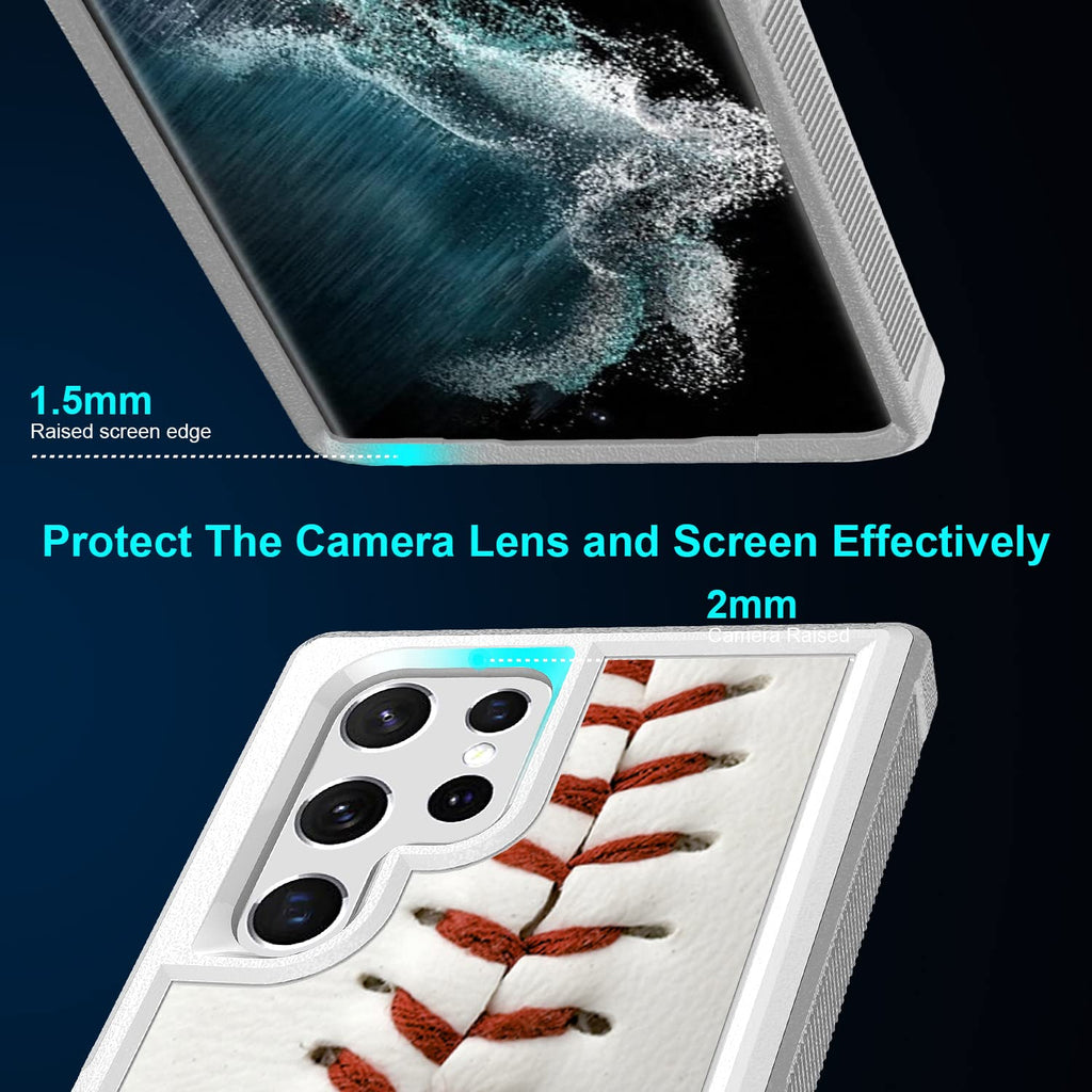 Case for Samsung Galaxy S22 Ultra, Baseball Sports Pattern Shock-Absorption Hard