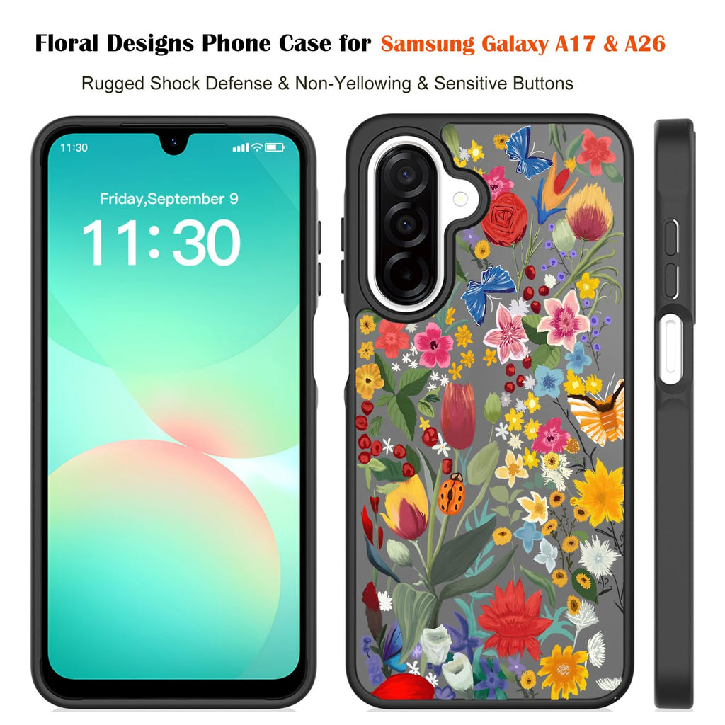 Samsung Galaxy A17/A26 5G Case: Cute Clear Flowers Floral Design for Girls W