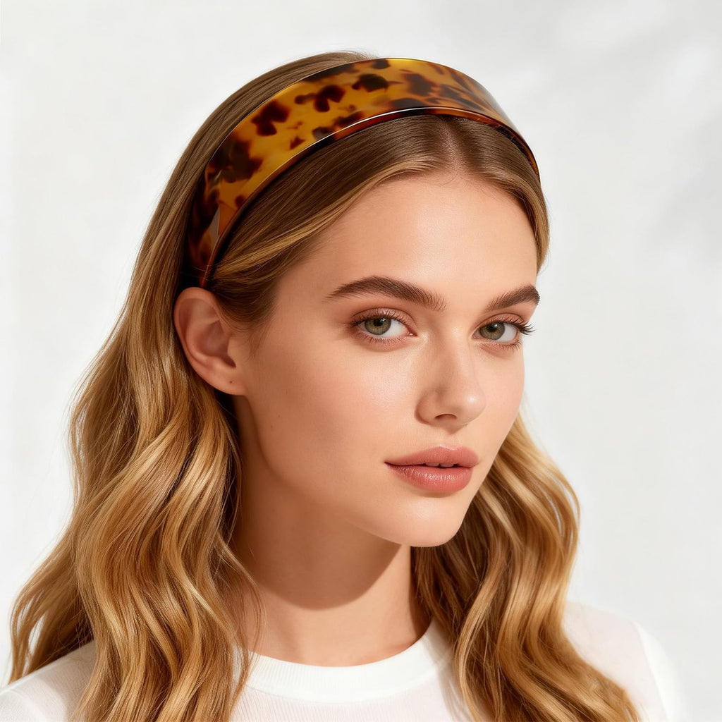 ÉCLAT Tortoise Shell Headbands for Women, Wide Leopard Headbands with Teeth for