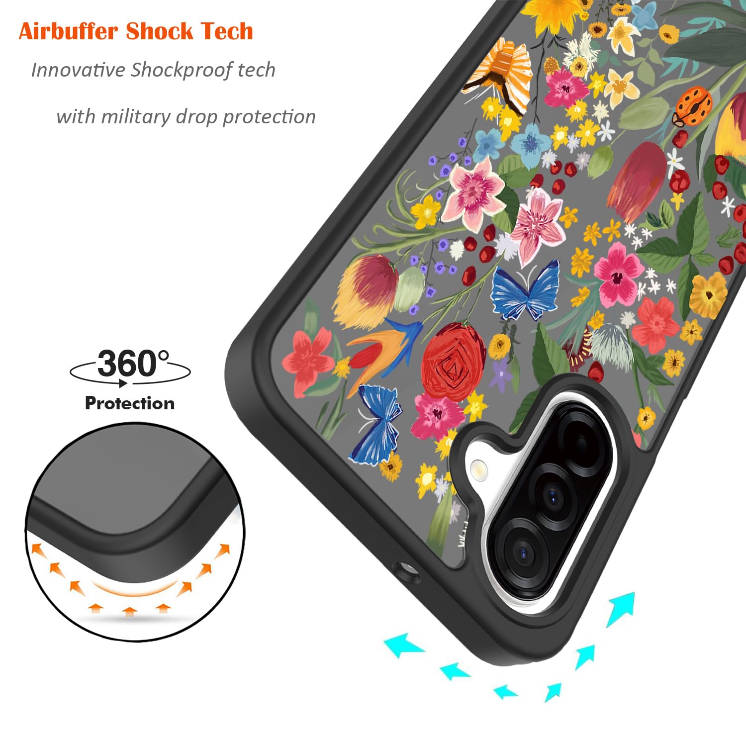 Samsung Galaxy A17/A26 5G Case: Cute Clear Flowers Floral Design for Girls W