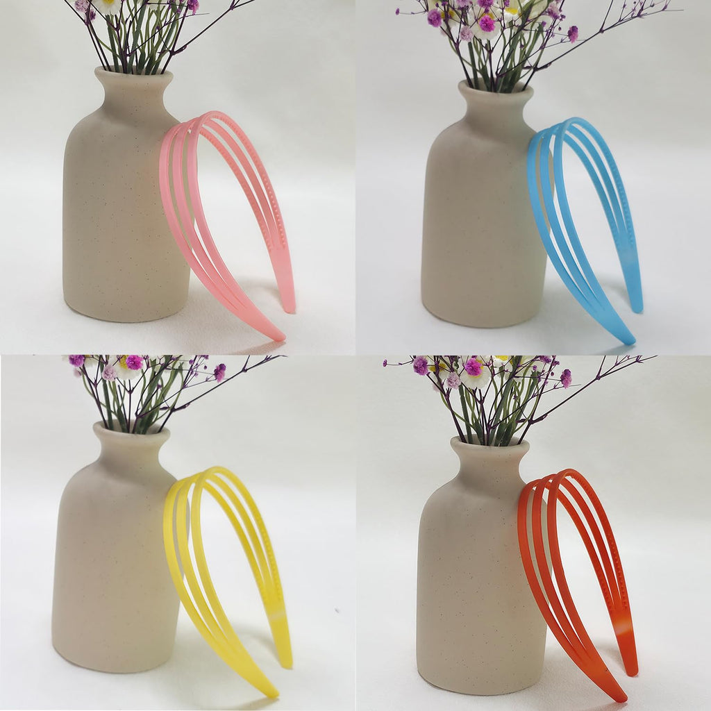 6pcs Colorful Plastic Headbands Set for Girls Women, thin Hairband with inner te