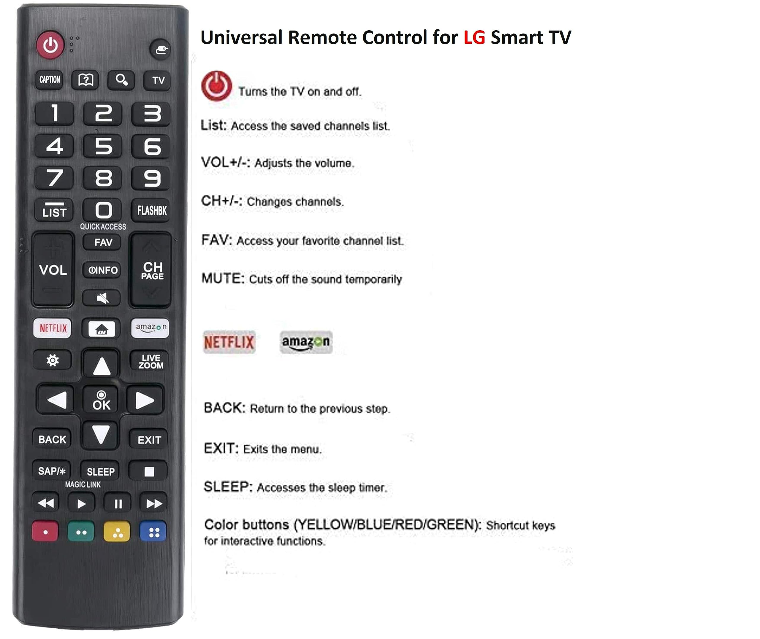 Control Replacement For Lg Smart Tvs All Models: Akb75095307 Akb74915305 Akb7537