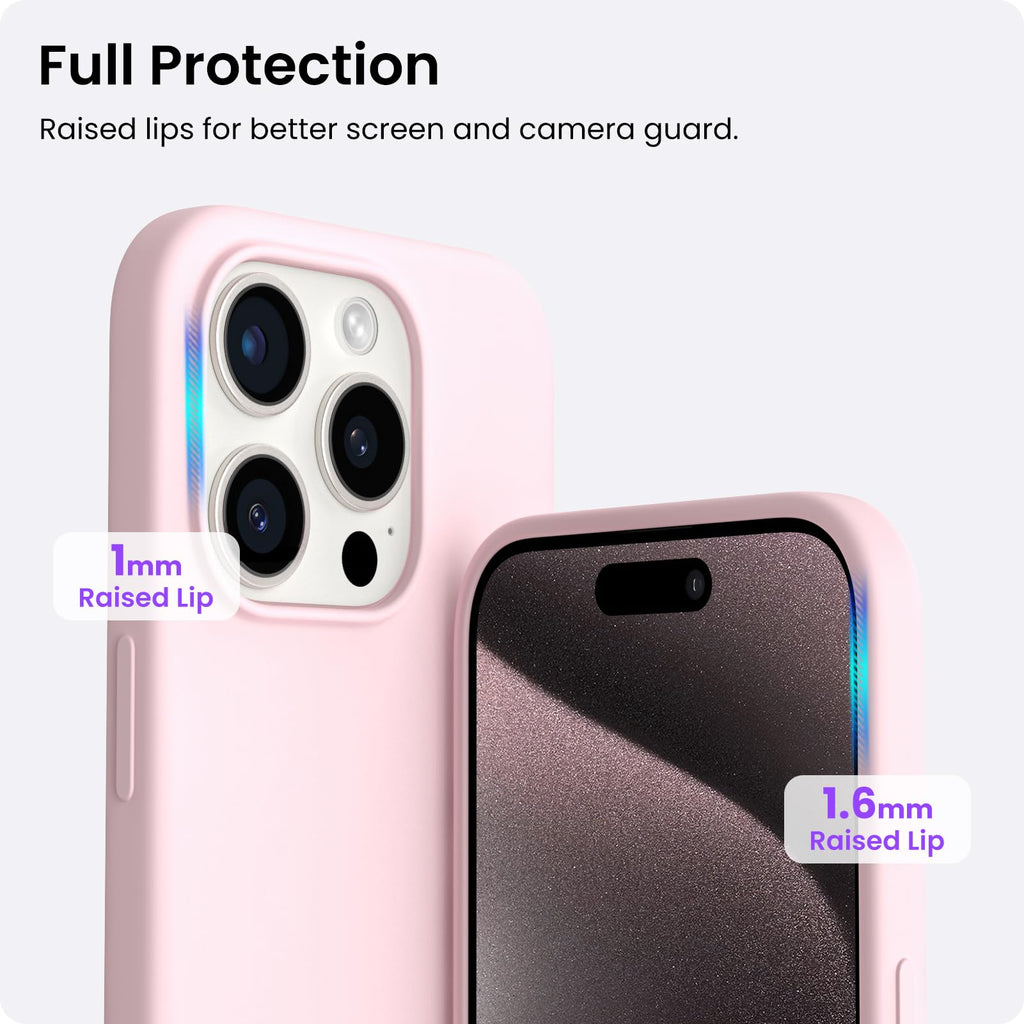 15 Pro Max Case 6.7", Slim Liquid Silicone 3 Layers Soft Gel Rubber Shockproof P