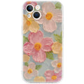 Cute Case for iPhone 13, Colorful Retro Oil Painting Printed Flowers Case, Aesth