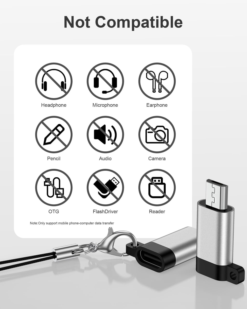 USB to USB C Adapter, 2-Pack Type C Female to Micro USB Male Converter, USB C to