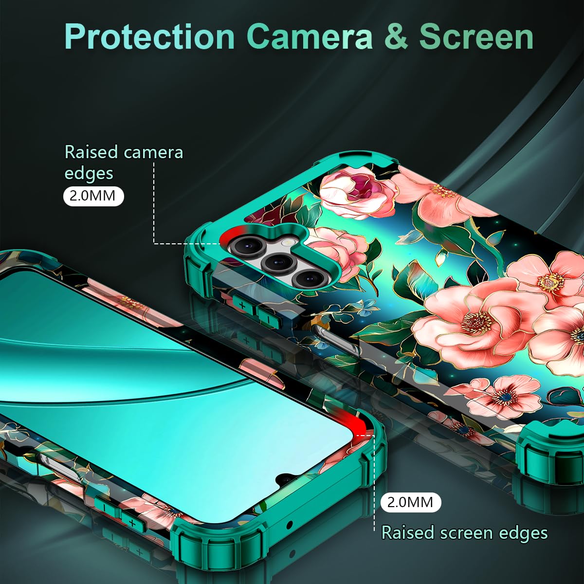 for Galaxy A16 Case Magnetic,[Compatible with MagSafe] Floral Three Layer Heavy