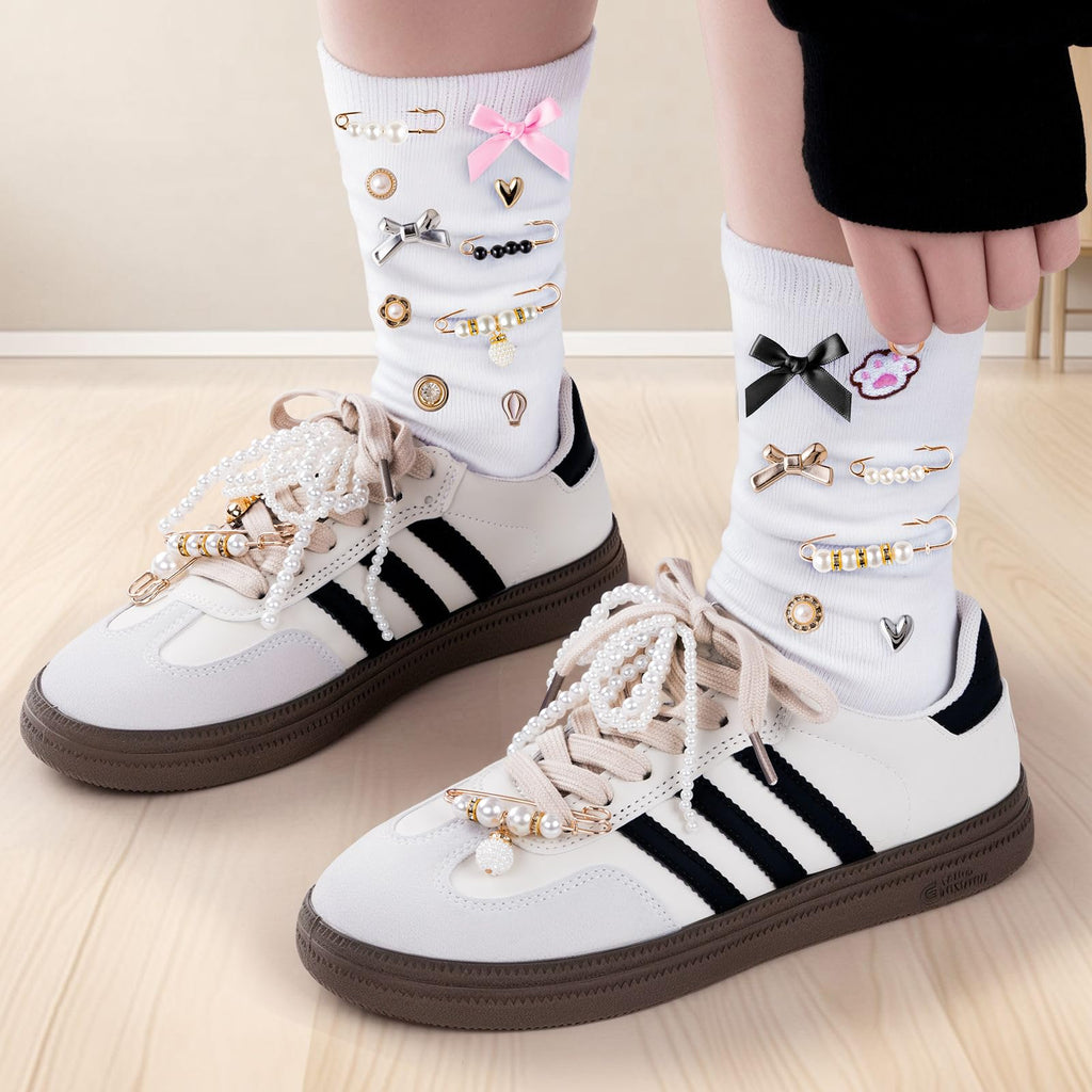 50pcs Shoe Charms for Sneakers & Accessories - DIY Shoe Lace Pearl Rhinestone Br