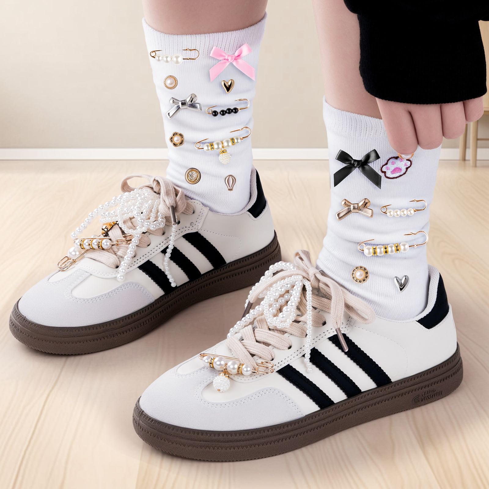 50pcs Shoe Charms for Sneakers & Accessories - DIY Shoe Lace Pearl Rhinestone Br