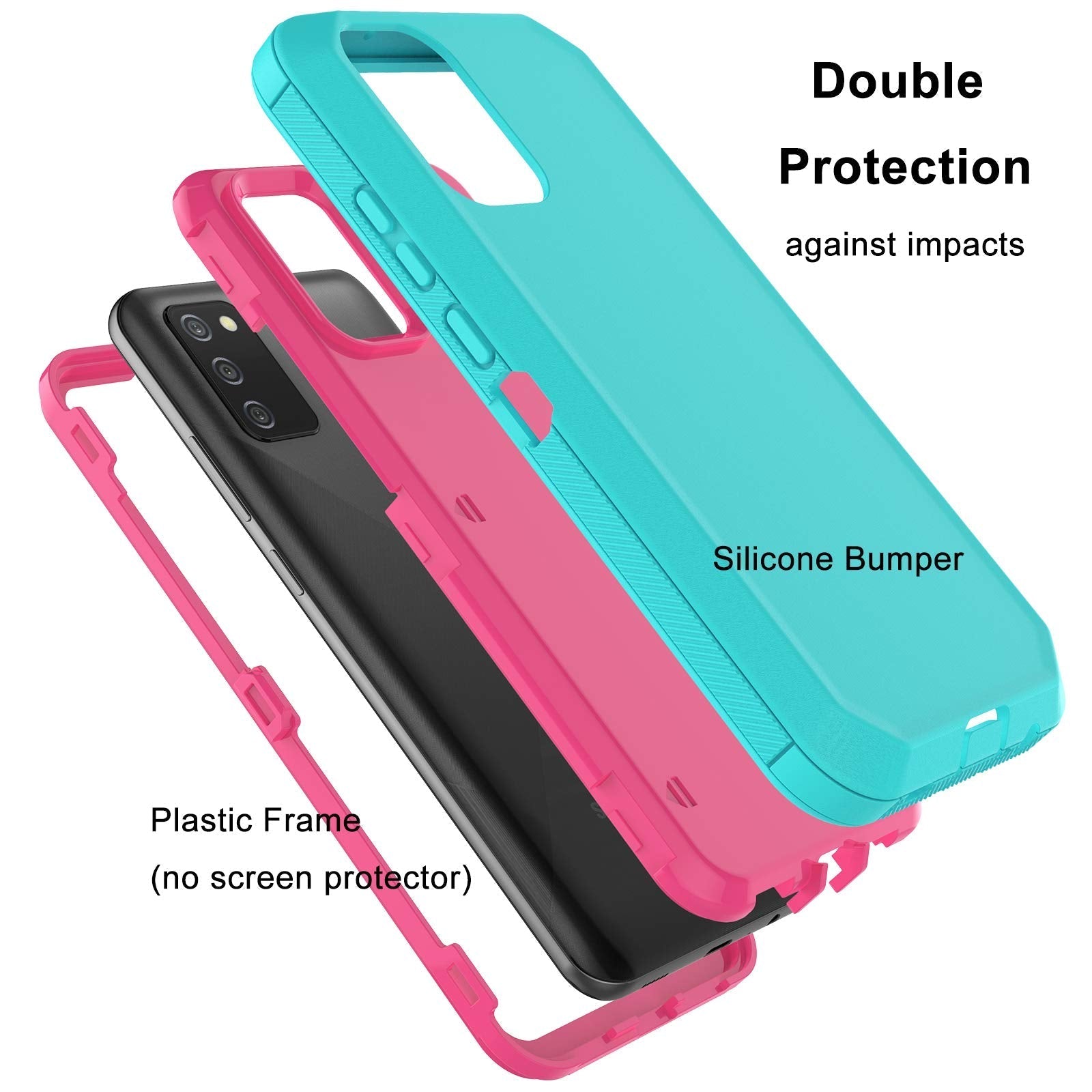 Samsung Galaxy A02S 6.5 Inch Case, Heavy Duty Armor Rugged Shockproof Protec