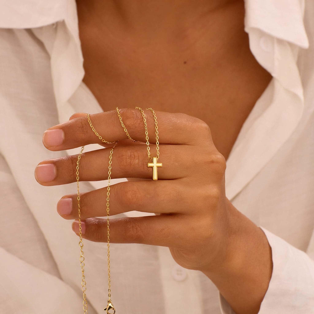 Gold Cross Necklace Gifts for Women Teen Girls, 14K Gold Silver Plated Dainty Pe