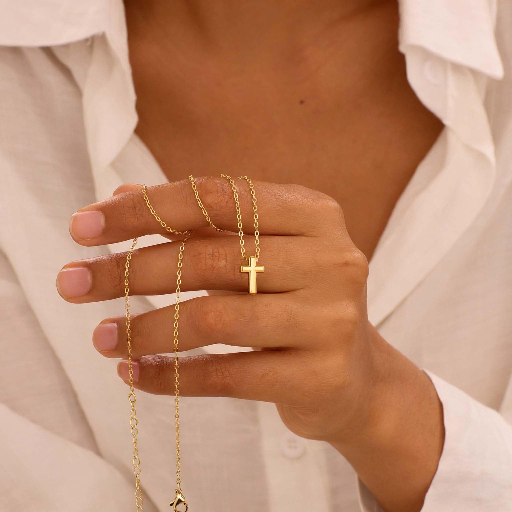 Gold Cross Necklace Gifts for Women Teen Girls, 14K Gold Silver Plated Dainty Pe