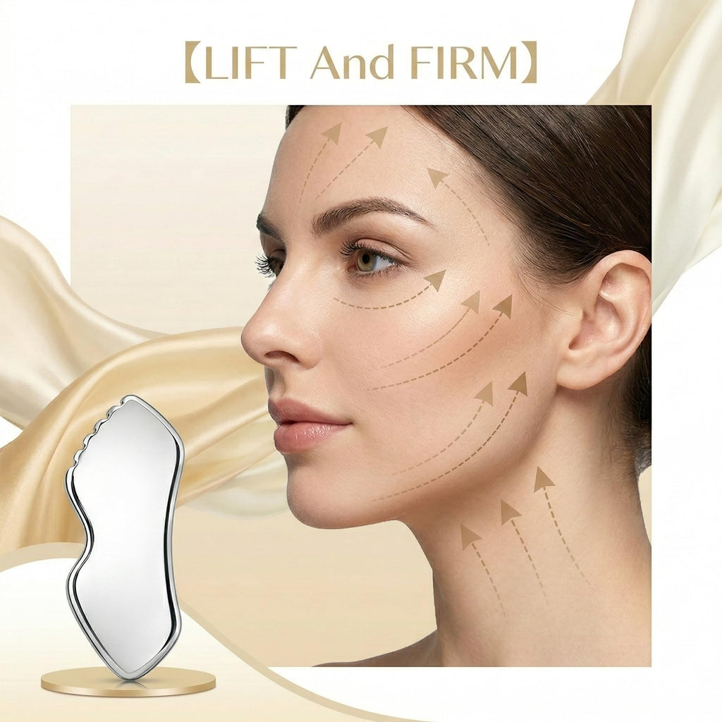 Steel Gua Sha Facial Tools 2 Pack — Face & Body Skin Massage Sculpting Tools, Gi