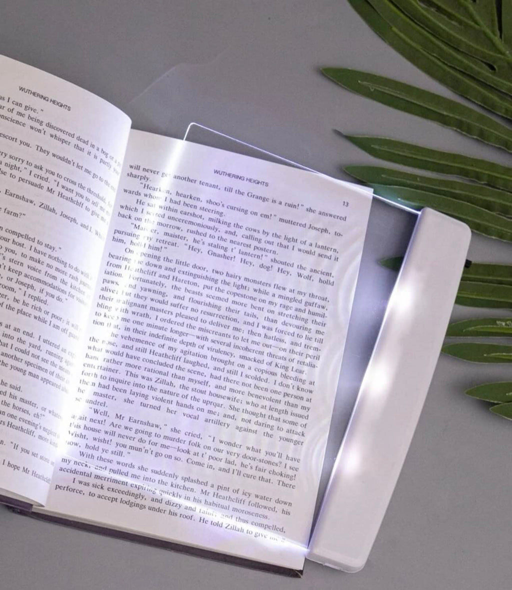 Light for Reading in Bed at Night Clear LED Book Full Page Light Illuminator Pan