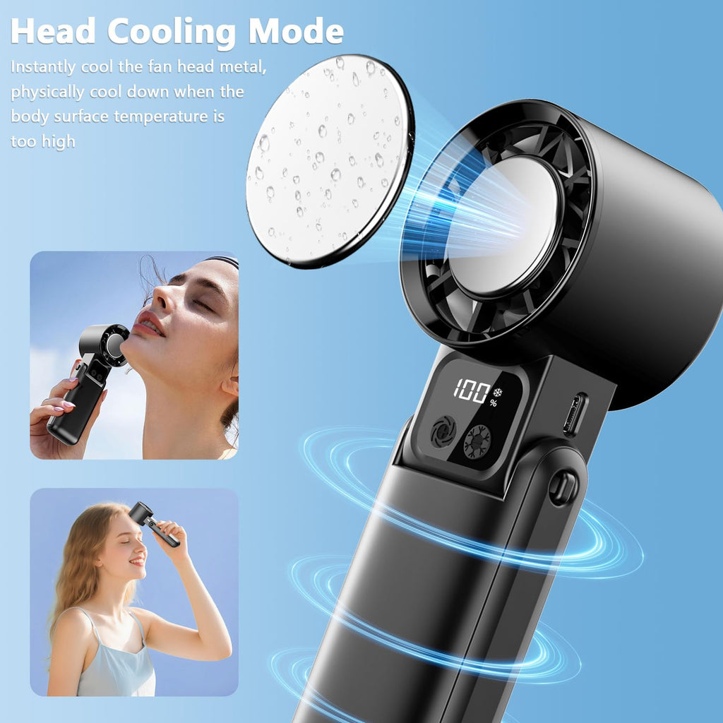 Handheld Fan, 12000RPM Powerful Hand Fan Foldable with Air Turbo Tech Cooling,Tu