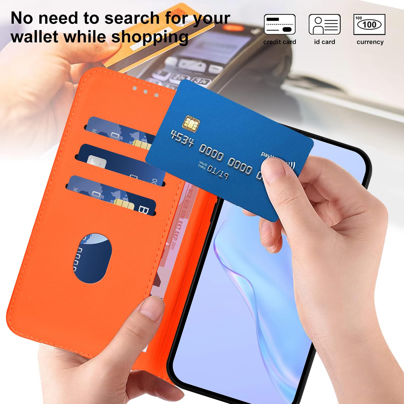 17 Pro 6.3" Case Premium Soft Tpu Leather Flip Wallet With Card Slots Magnetic C