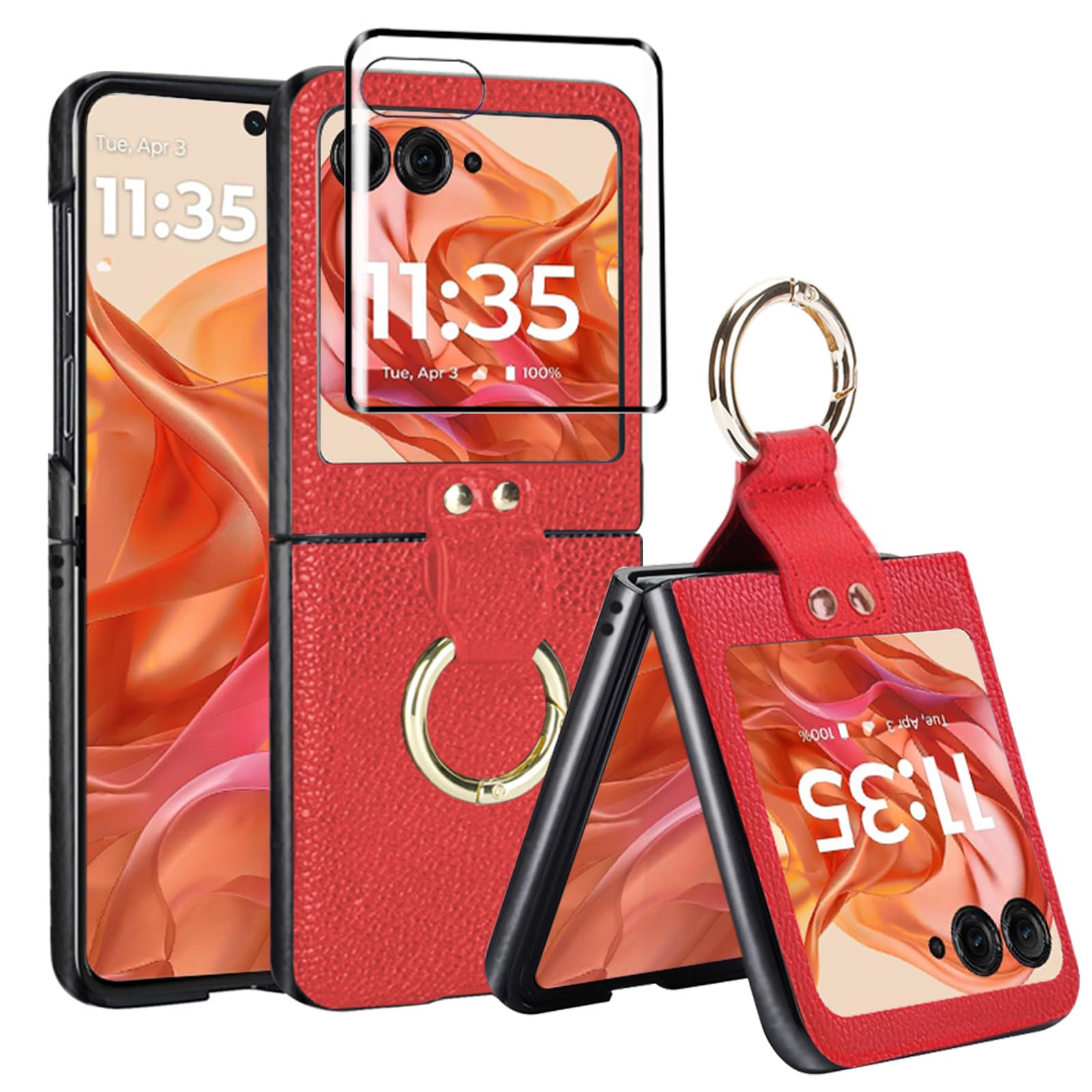 Leather Case for Motorola Razr 2024/2025 with Ring,Moto Razr 2025/2024 Phone Cas