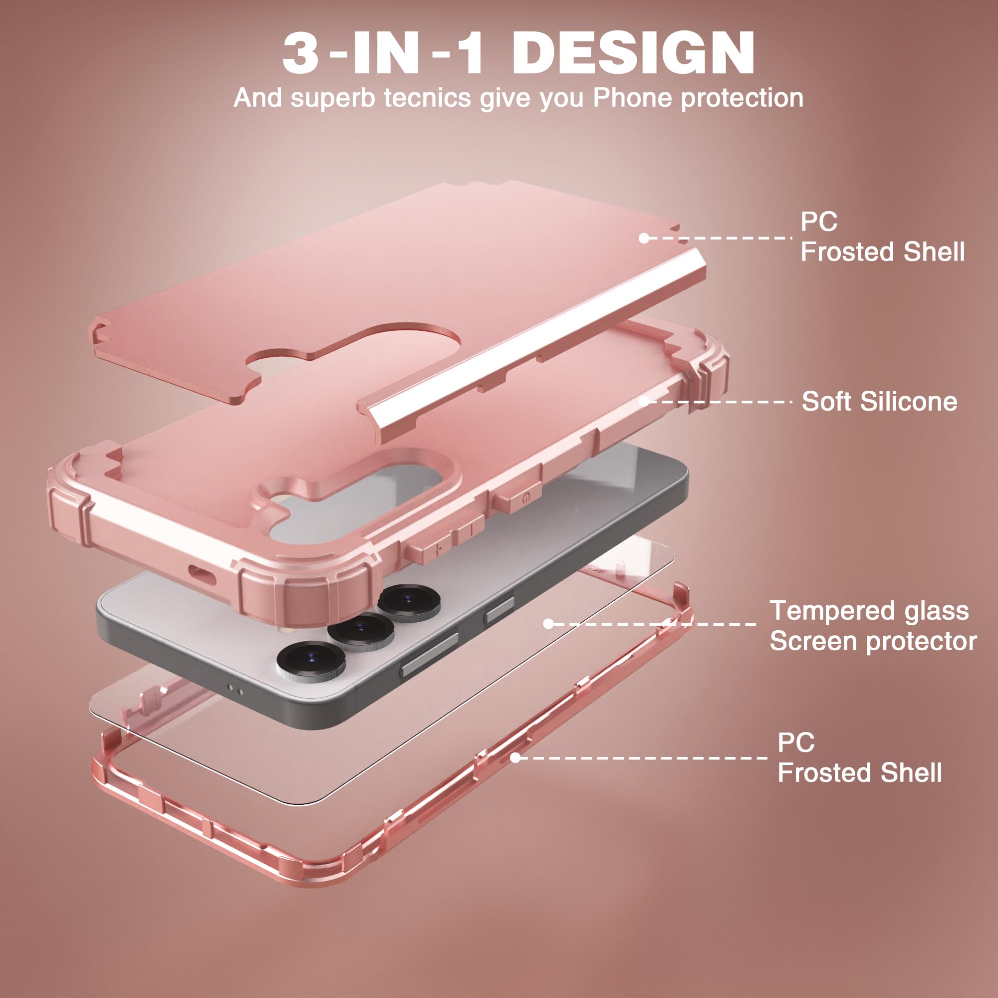 S26 5G Case | Hybrid 3-in-1 Shockproof & Screen Protector | Heavy-Duty Protectio