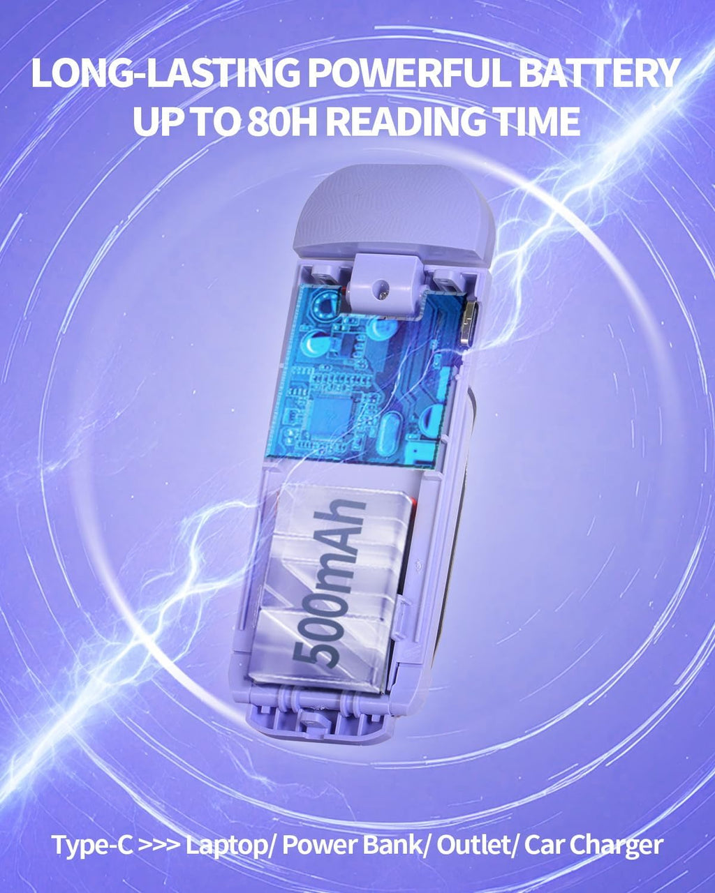 Book Reading Light, Rechargeable Clip on Booklight, Eye Caring 3 Color Temperatu