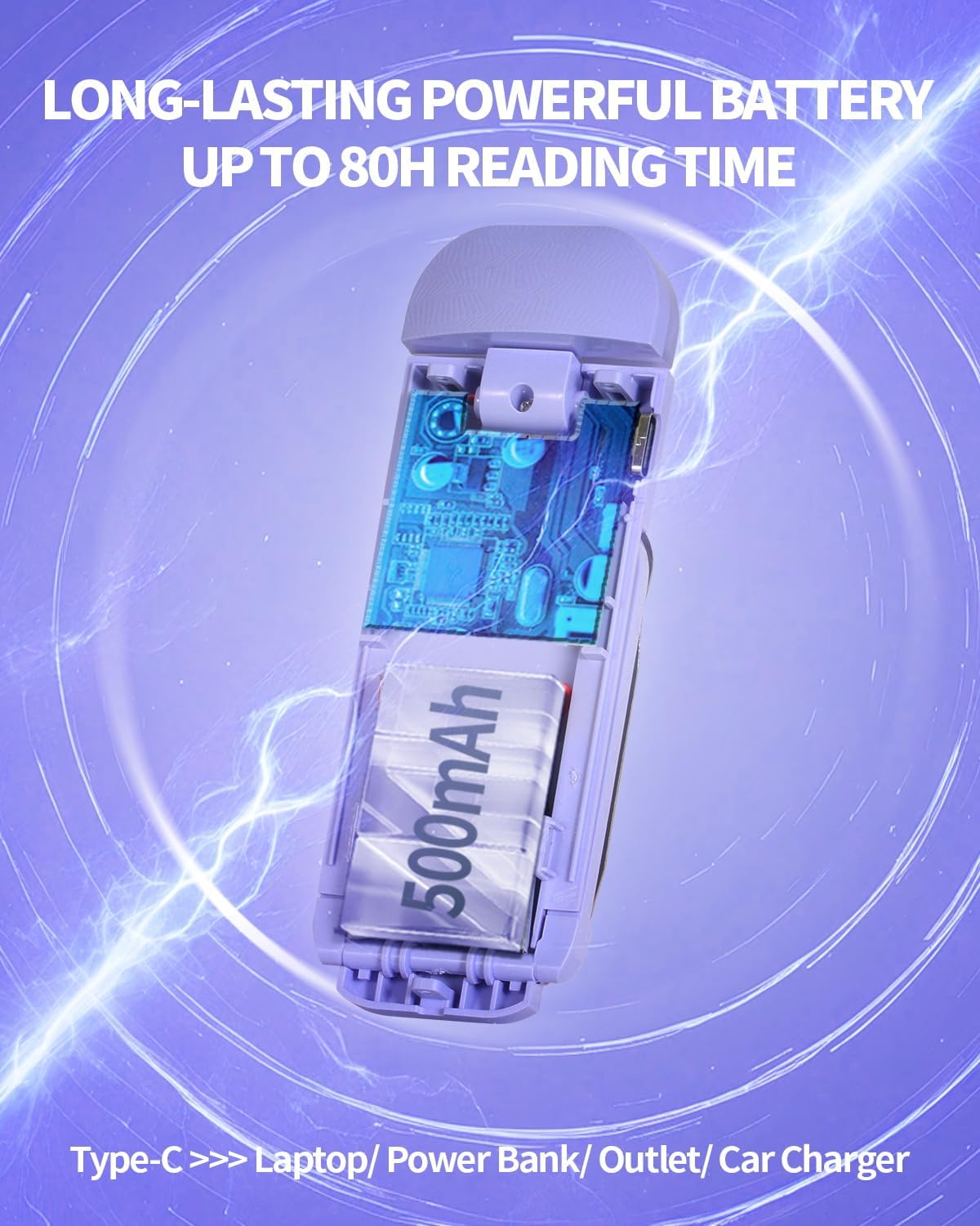 Book Reading Light, Rechargeable Clip on Booklight, Eye Caring 3 Color Temperatu
