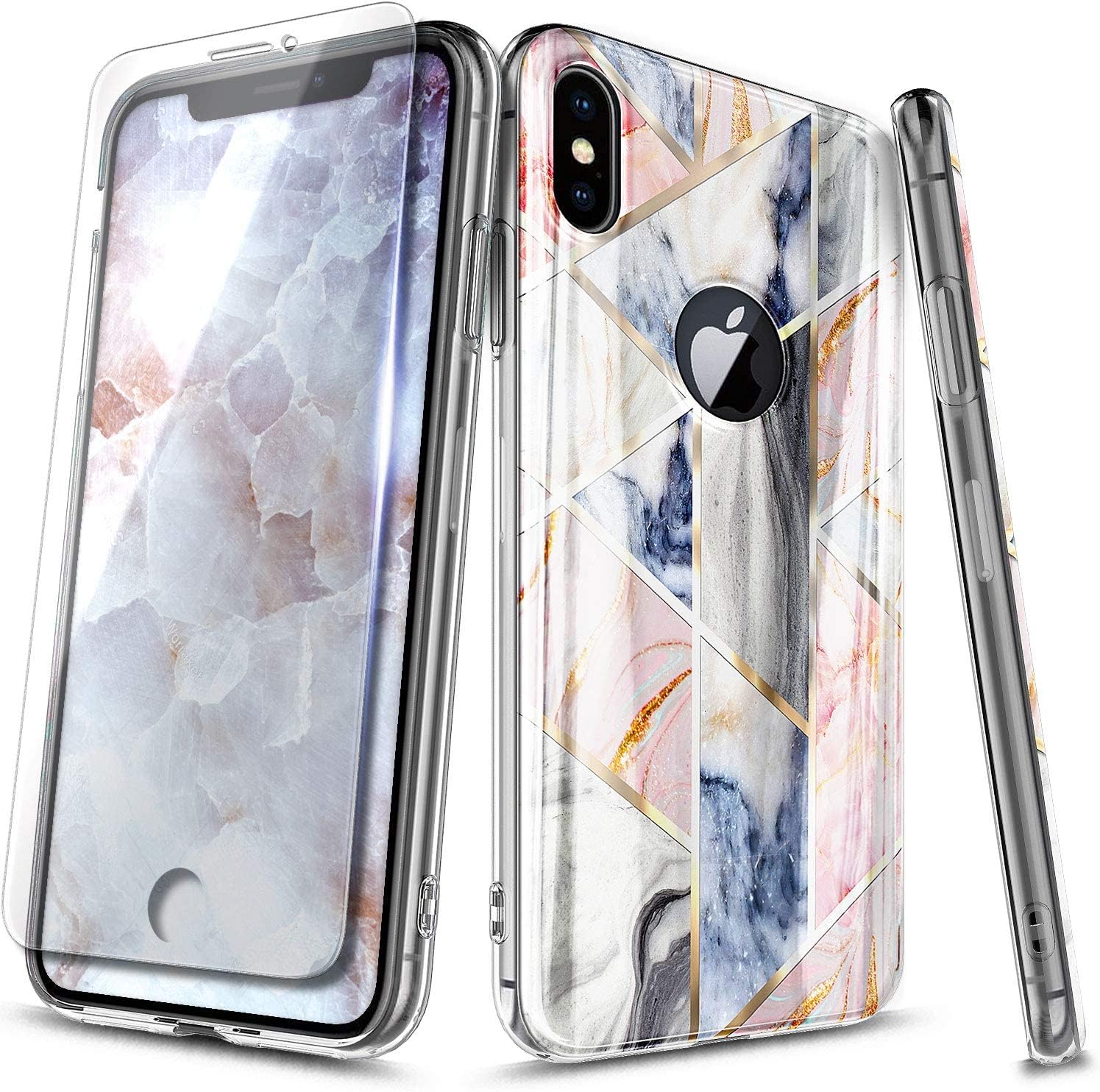 Designed for iPhone Xr Phone Case, Rose Gold | with Tempered Glass Screen Protec