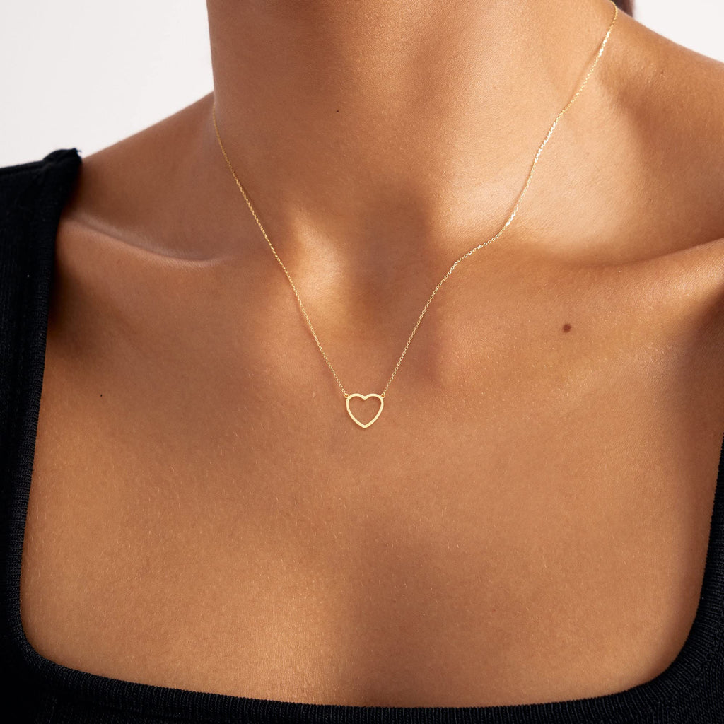 Gold Heart Necklace for women, Cute Necklaces for Mother's Day Gifts, 14k Gold P