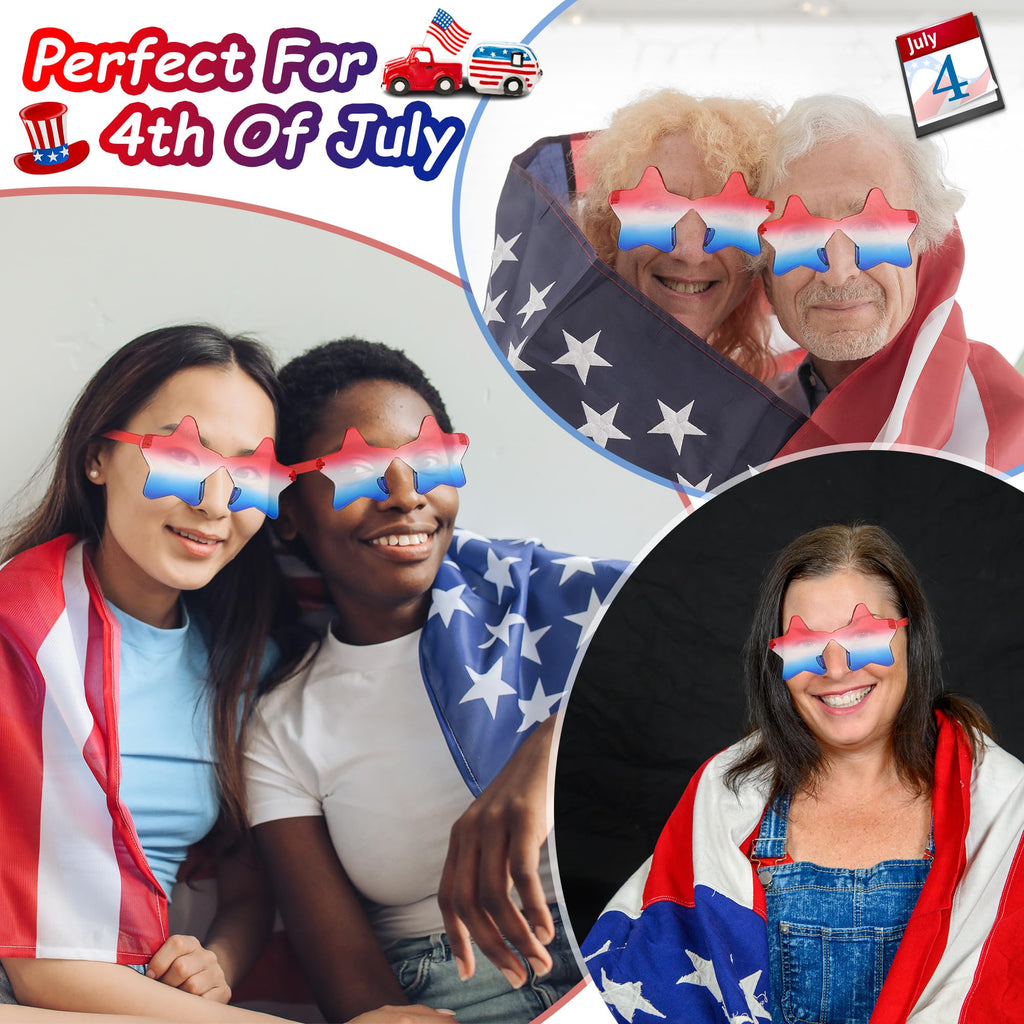 Pair Star Sunglasses for Women Men, Patriotic Rimless Star Shaped Sunglasses U