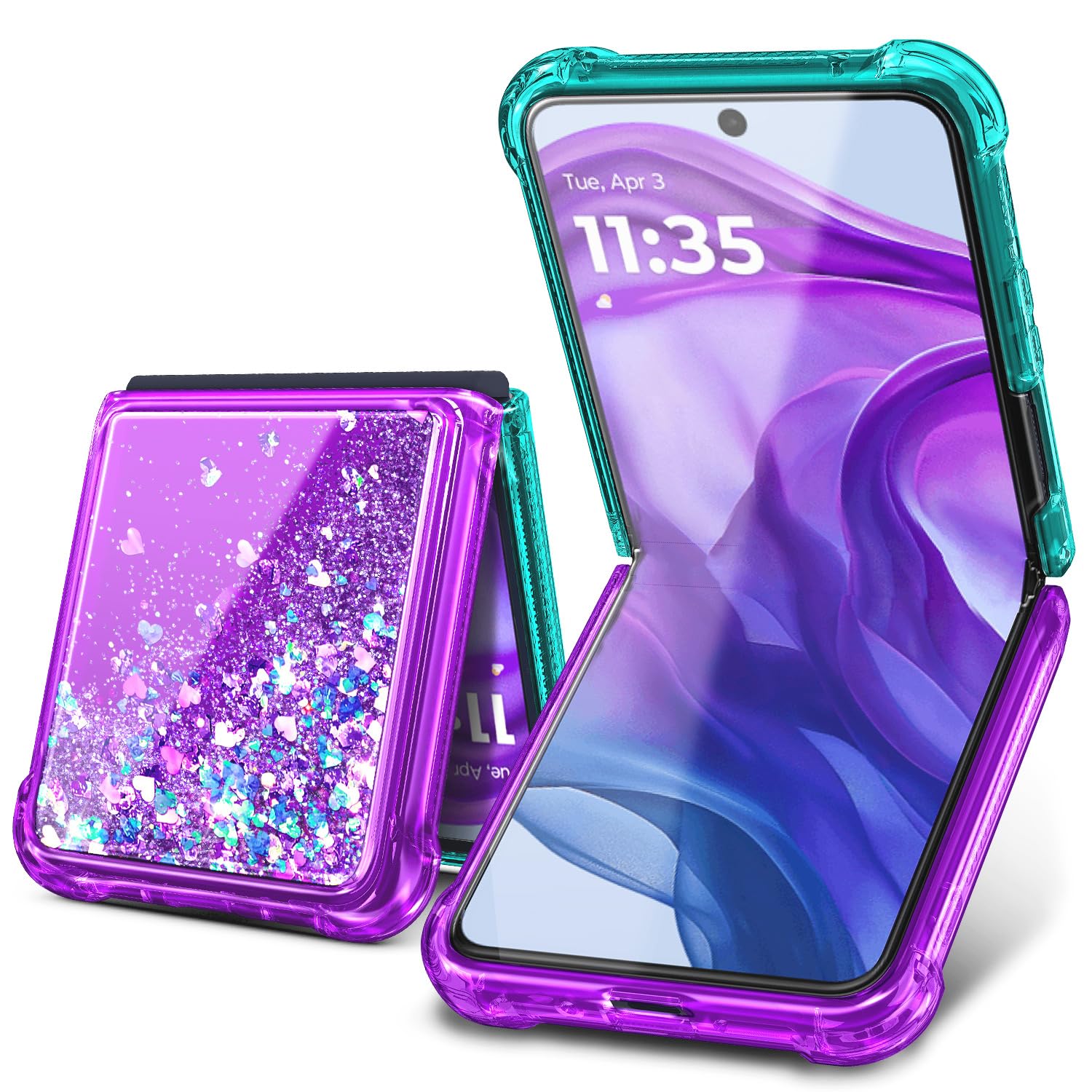 Designed for Motorola Razr-2023 Case, Aqua/Purple | Not Fit Razr+ Plus 2023 | Gl