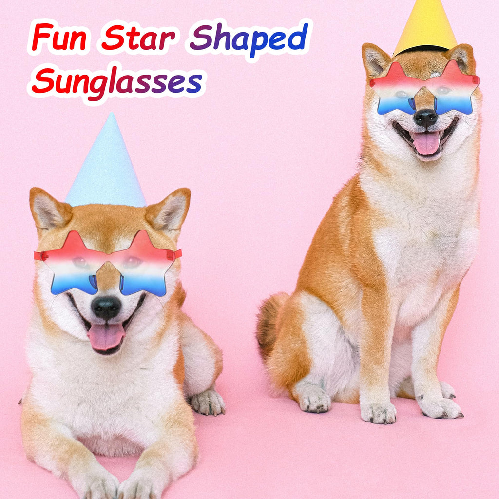 Pair Star Sunglasses for Women Men, Patriotic Rimless Star Shaped Sunglasses U