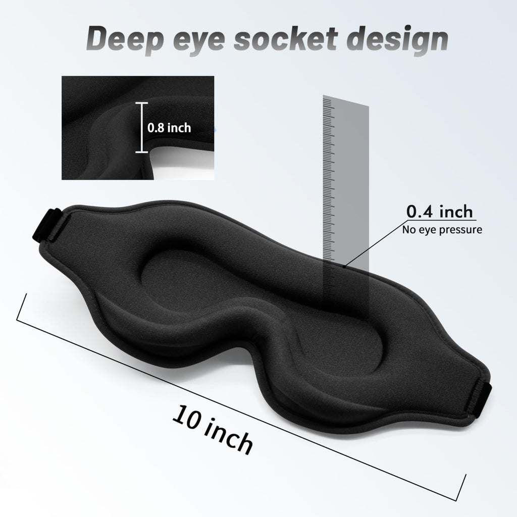 Mask for Men Women, Sleeping Mask for Side Sleeper, Travel Blackout Night Bl