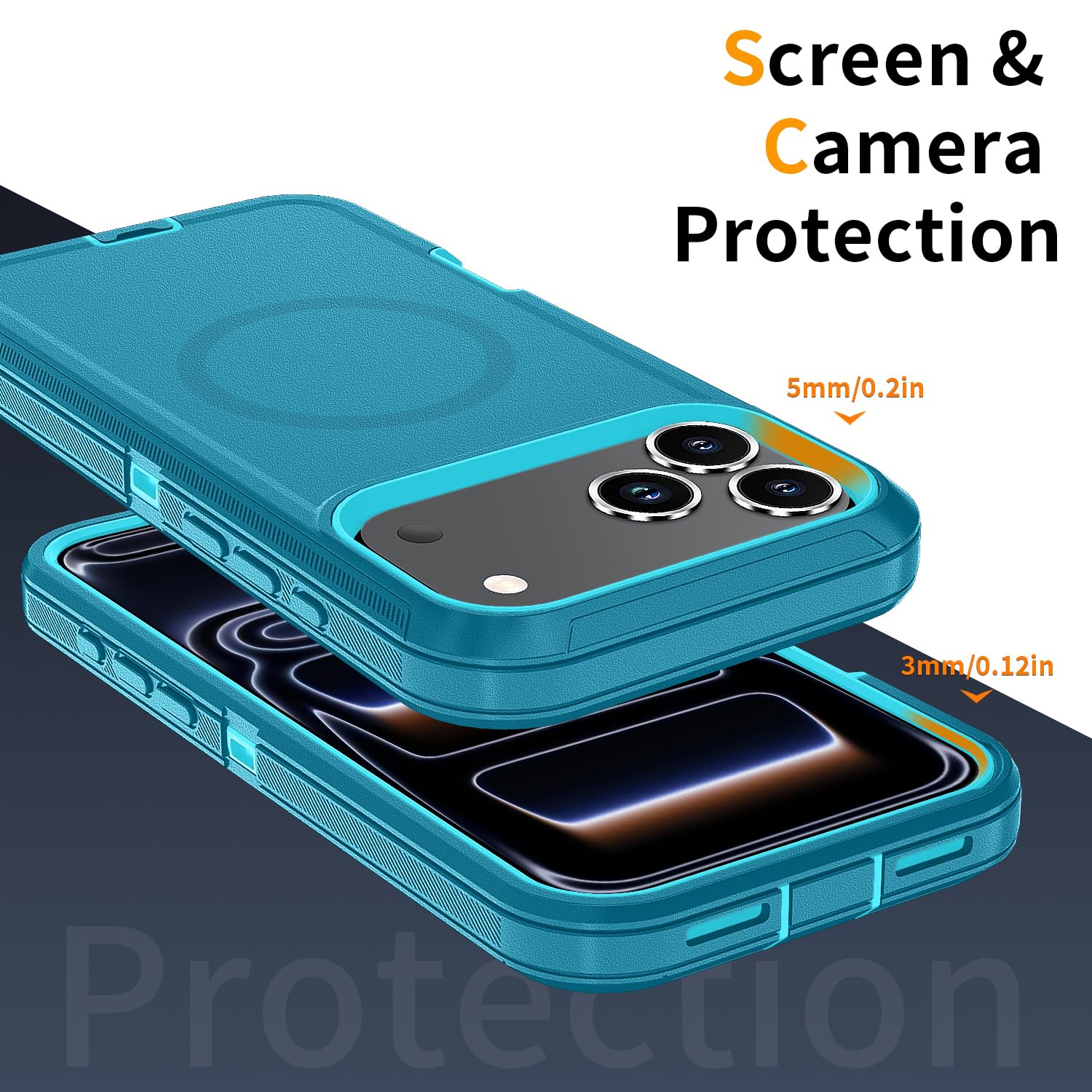 Iphone 17 Pro Heavy Duty Shockproof 3-Layer Full-Body Protection Rugged Cover [