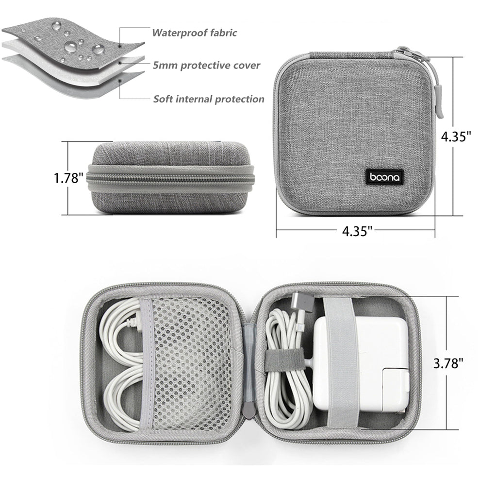 Travel Carrying Storage Case, 4.4"X4.4" Charger Orga